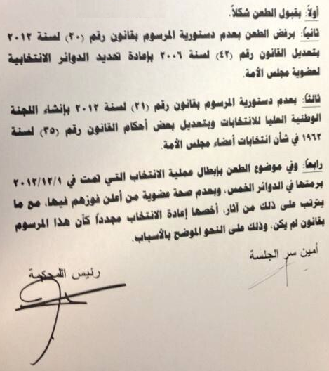 فيديو / صورة : حكم المحكمة الدستورية