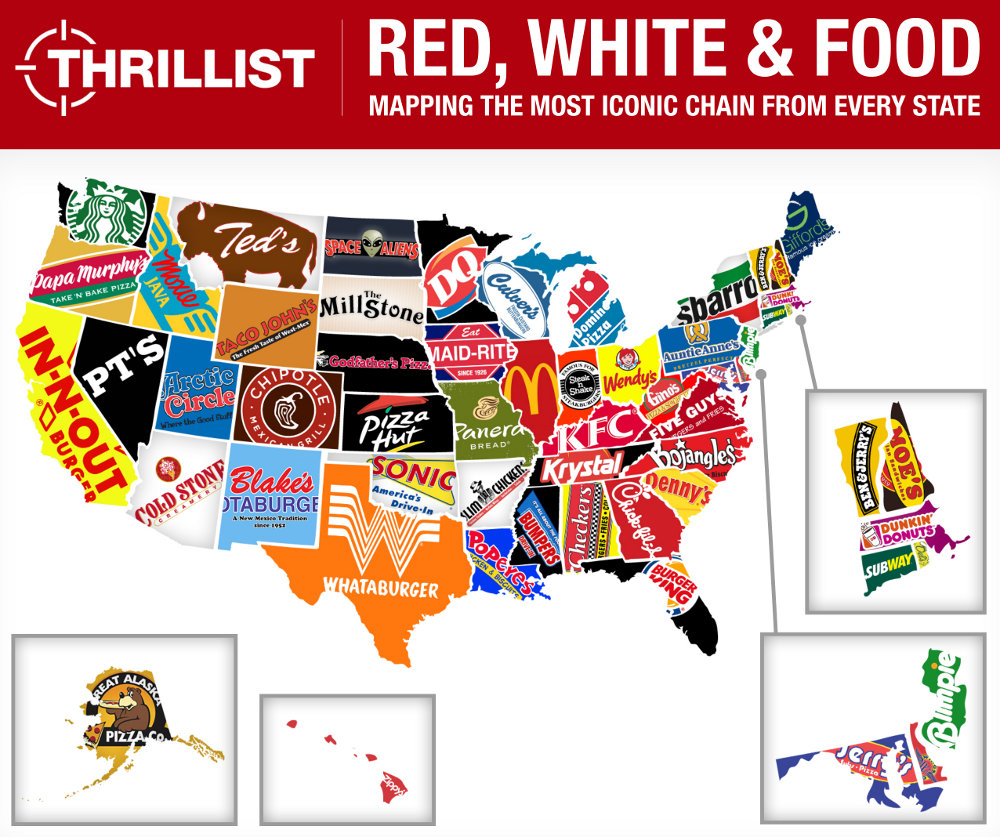 صورة : موقع أشهر المطاعم الأمريكية حسب الولايات على الخريطة !